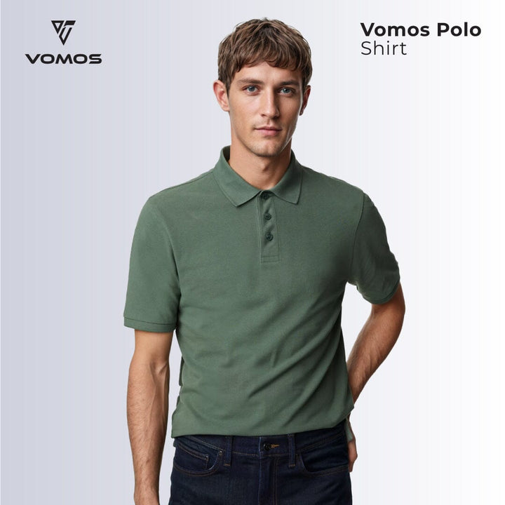 VOMOS Polo Shirt Men Regular Fit (Basic Color) Vomos® Asia GREEN XS 