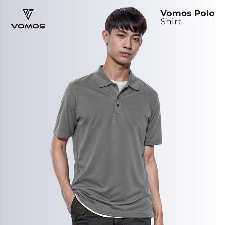 VOMOS Polo Shirt Men Regular Fit (Basic Color) Vomos® Asia GREY XS 