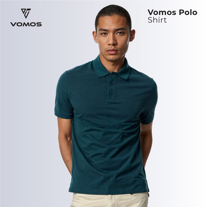 VOMOS Polo Shirt Men Regular Fit (Basic Color) Vomos® Asia DARK TURQUOISE XS 