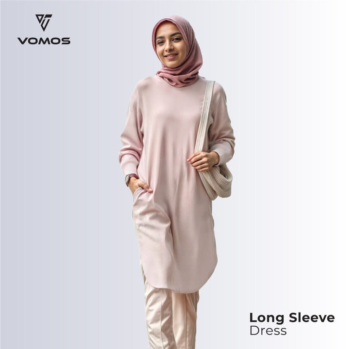 Iron Free Long Sleeve Dress Vomos® Asia S SWEET PINK 