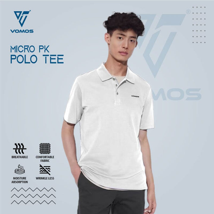 VOMOS Micro PK POLO Short Sleeve T-Shirt Unisex Vomos® Asia WHITE XS 